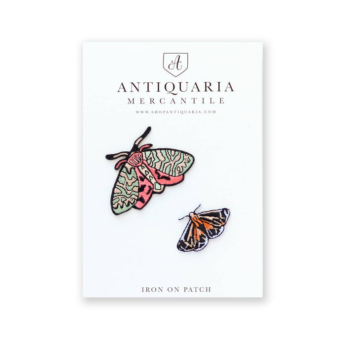 Antiquaria - Moths Embroidered Patch, set of two