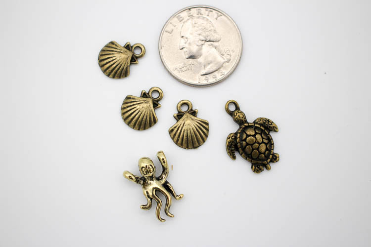 Charms Pack: Sealife - Antique Gold